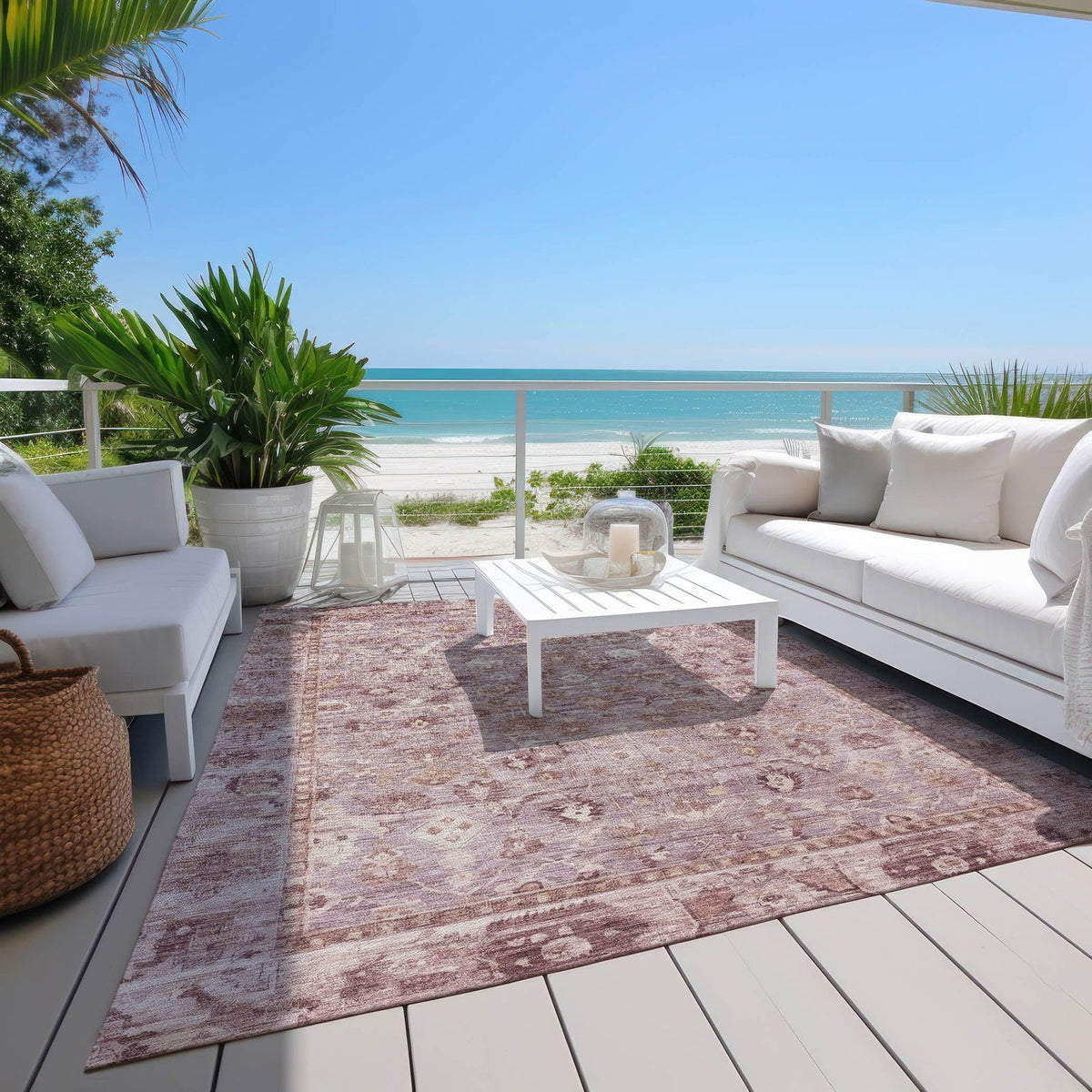 Laeel Pink Washable Indoor-Outdoor Rug -- pink