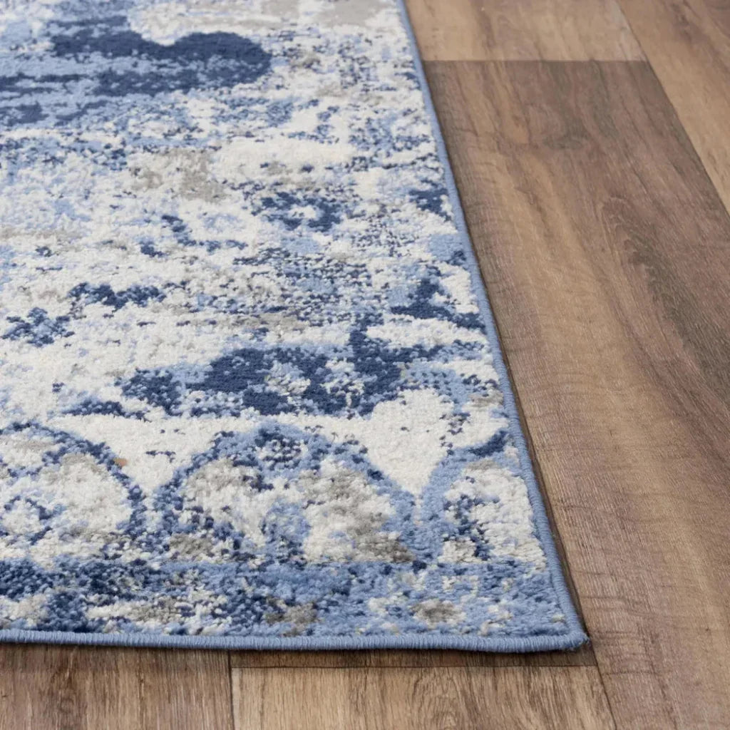 Dana Medallion Blue Kitchen Hallway Runner Rug -- blue