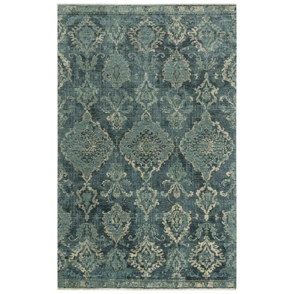 Amen Medallion Blue/ Beige Large Area Rugs