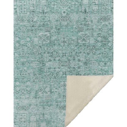 Parallel Bands Teal Washable Indoor-Outdoor Rug