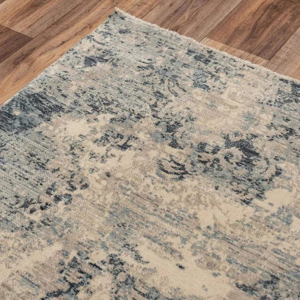 Aura Blue Large Area Rugs For Living Room -- blue