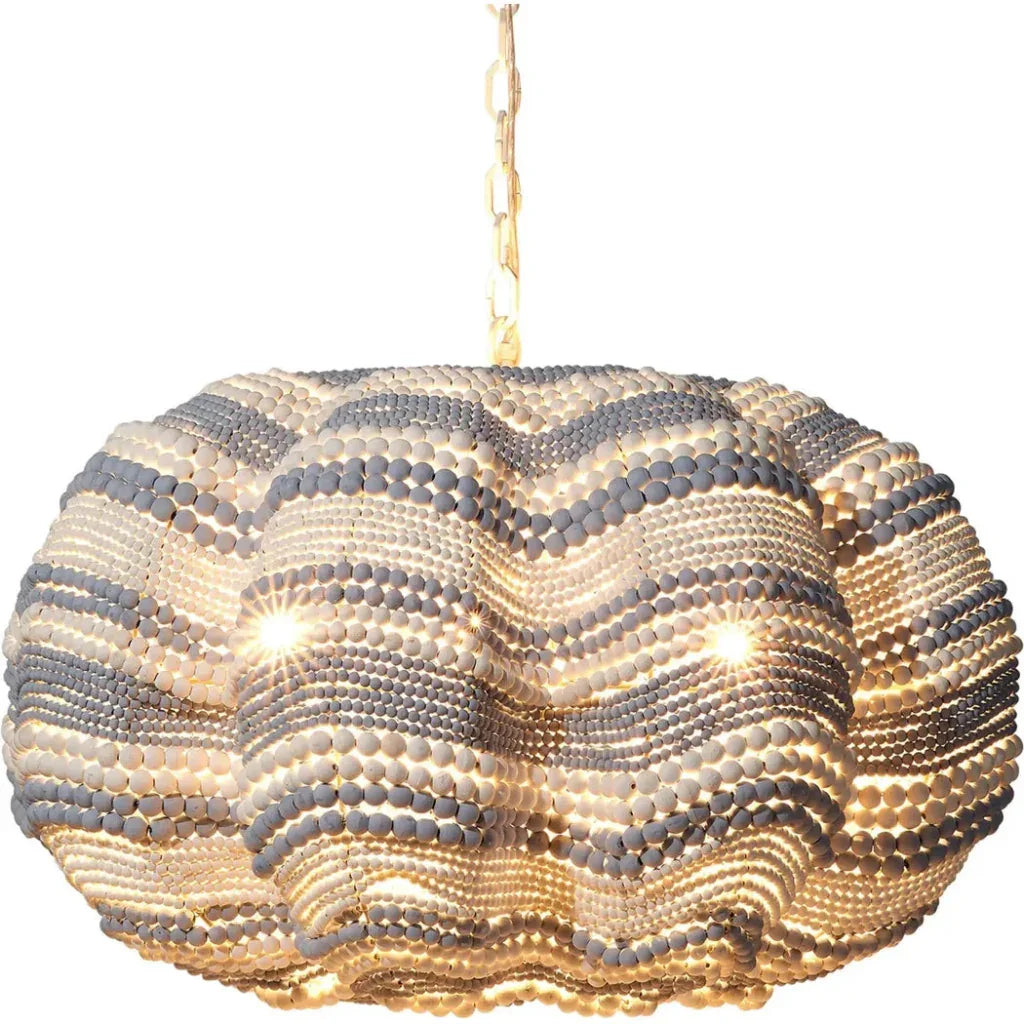 Clamshell Wood Beaded Chandelier -- view 14