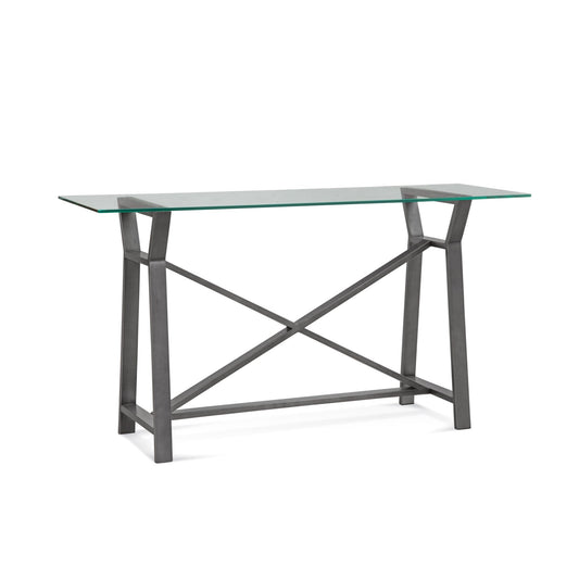 Ross Metal and Glass Grey Rectangular Console Table