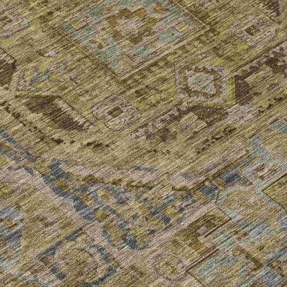 Iriir Brown Washable Indoor-Outdoor Rug