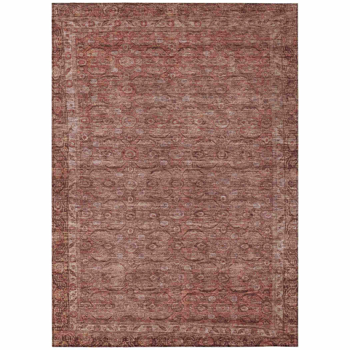Kaelara Orange Washable Indoor-Outdoor Rug