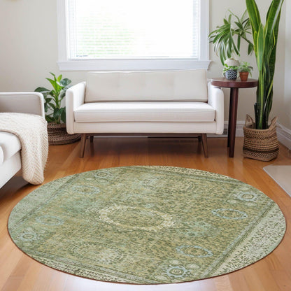 Irias Green Washable Indoor-Outdoor Rug
