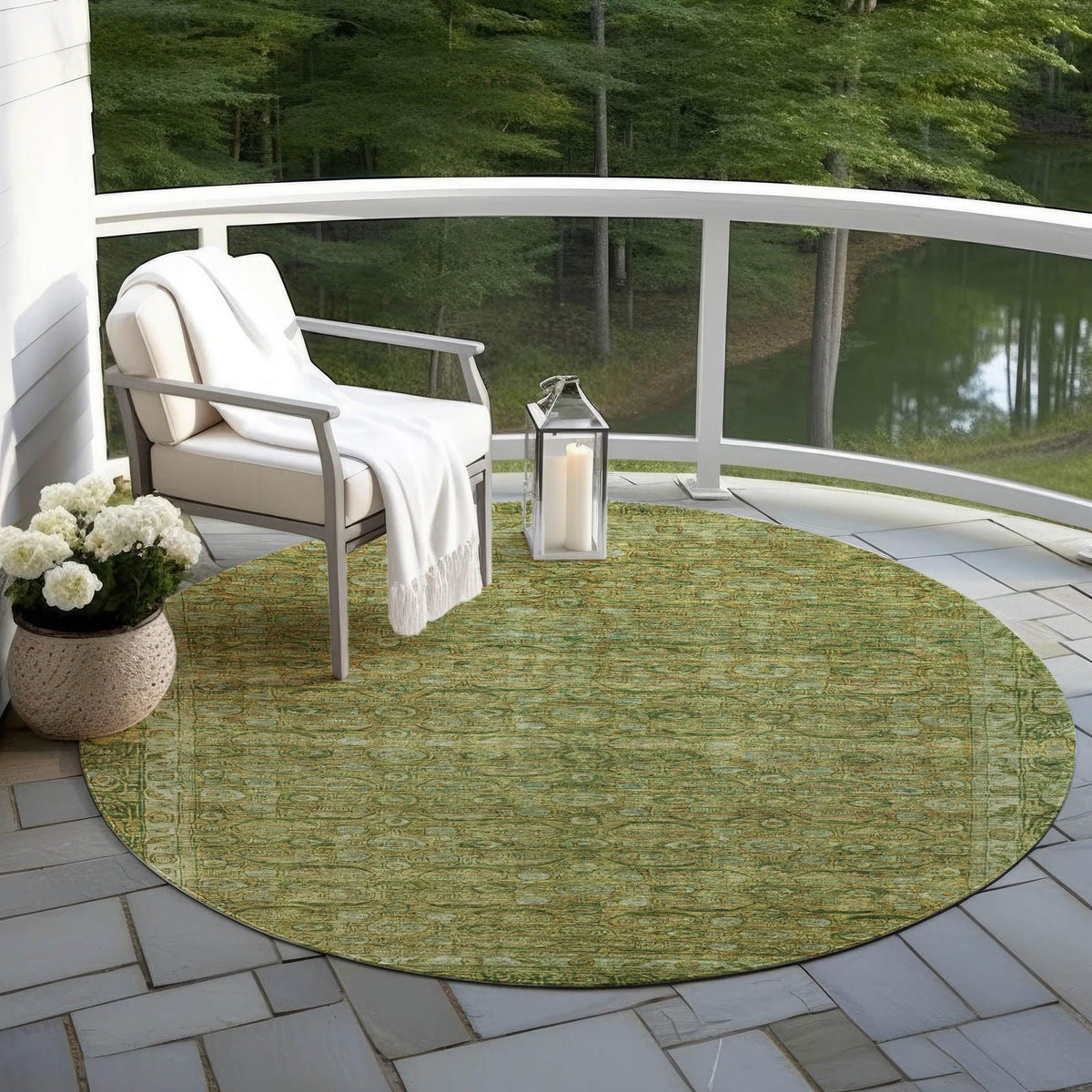 Kaelara Green Washable Indoor-Outdoor Rug