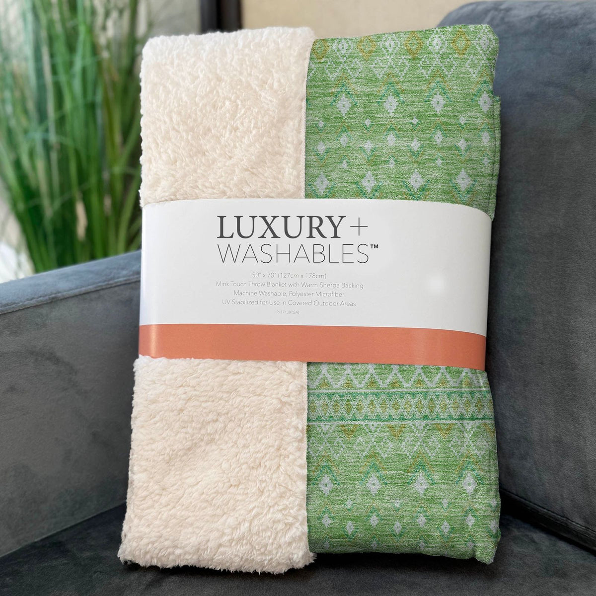 Boho Green Washable Indoor-Outdoor Rug