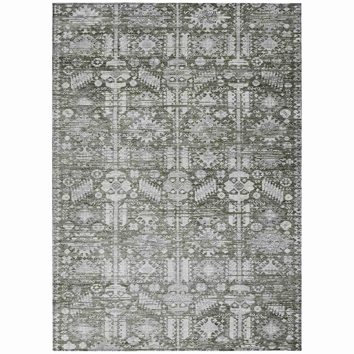 Laearis Gray Washable Indoor-Outdoor Rug