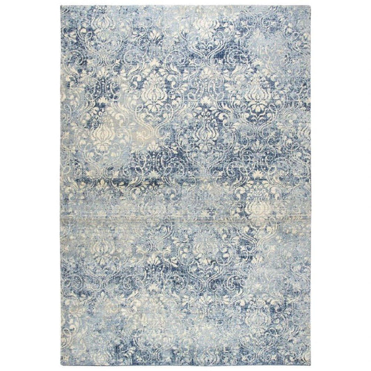 Clon Damask Blue Large Area Rugs For Living Room