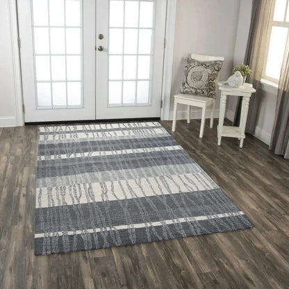 Choa Stripe Charcoal Area Rugs For Living Room -- charcoal
