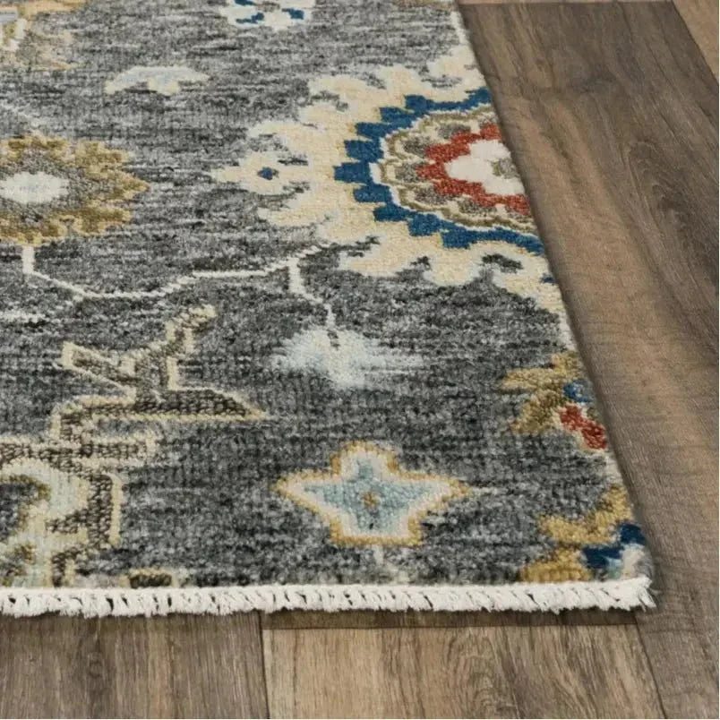 Abra Floral Gray Large Area Rugs For Living Room -- gray