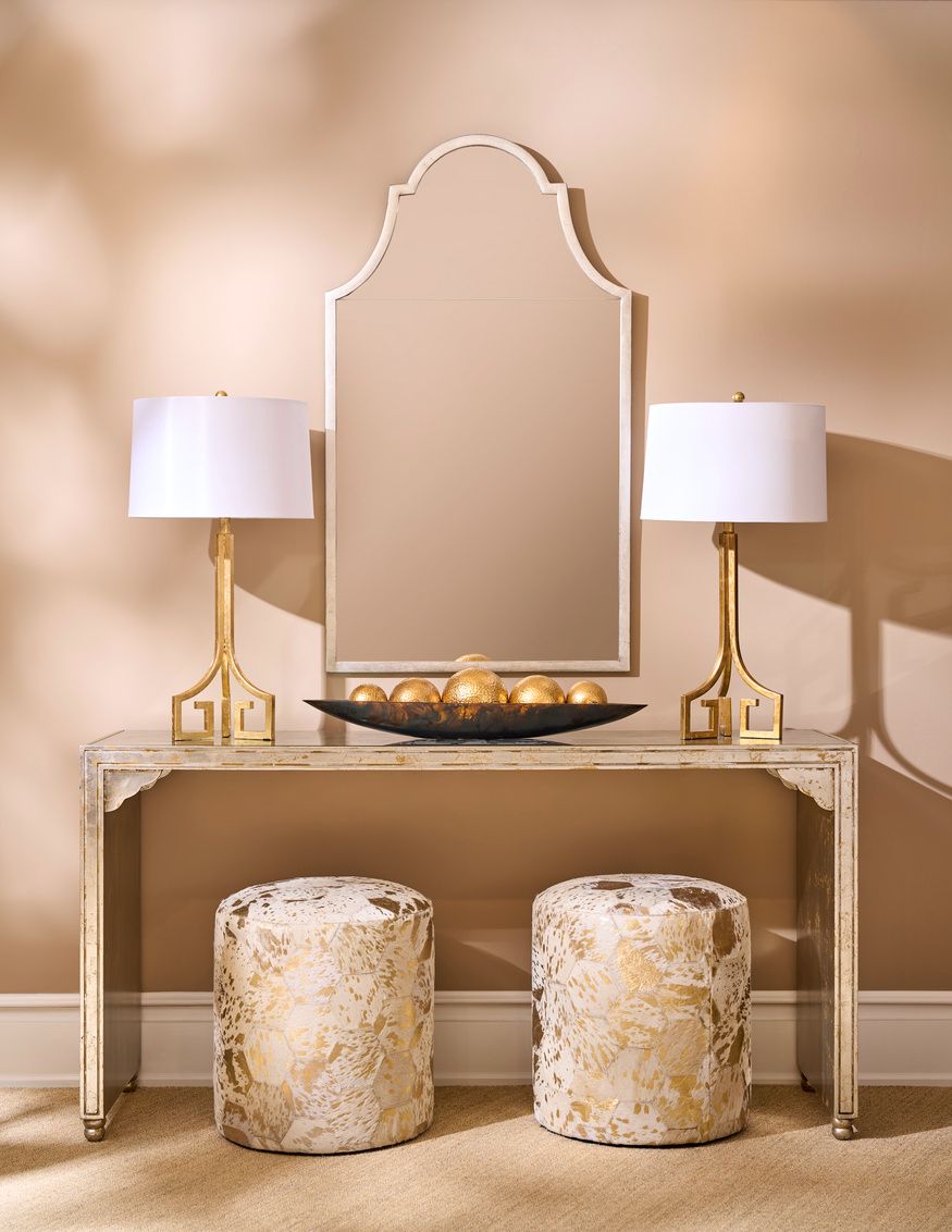 Lux Handmade Hexagon Design Gold Pouf
