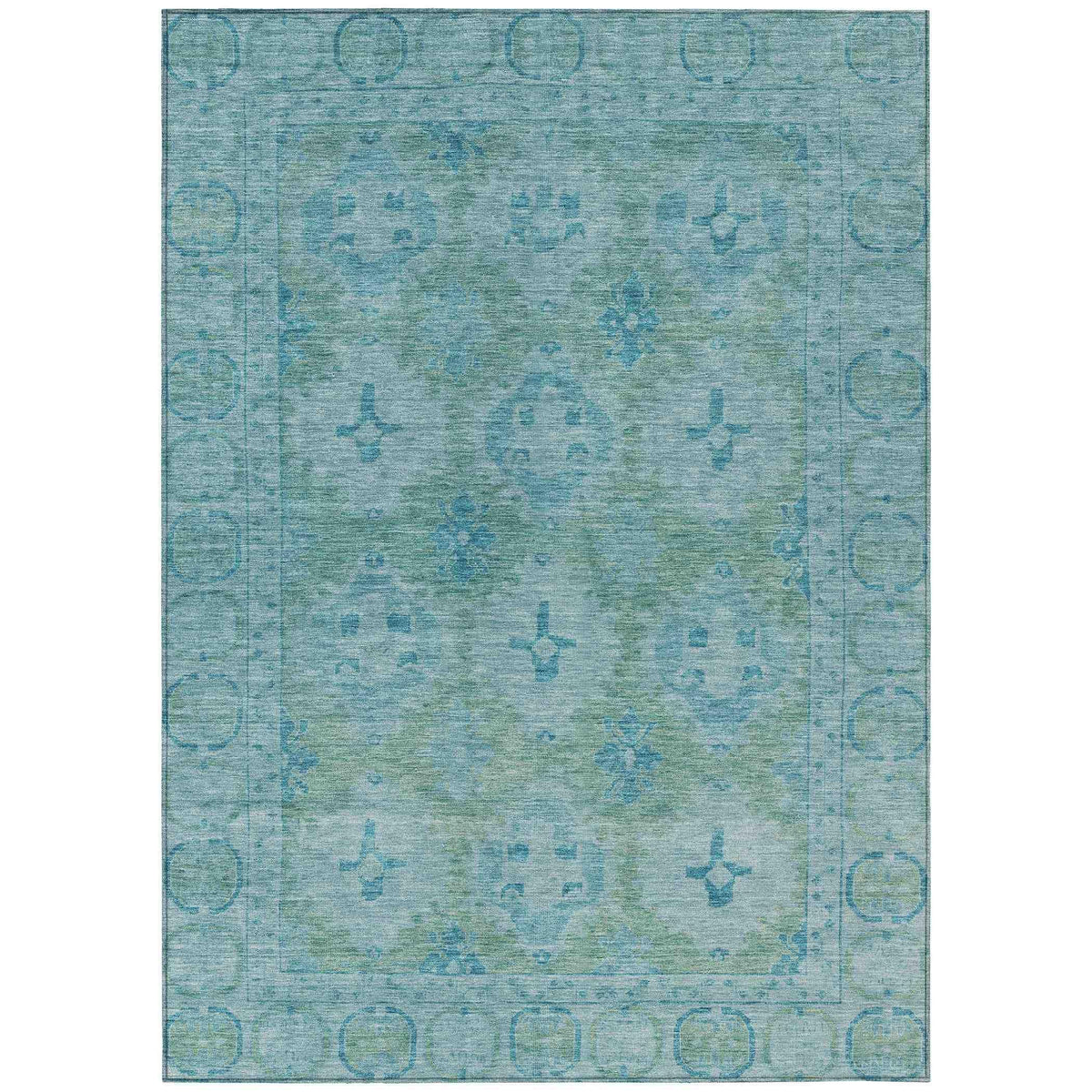 Jaelora Teal Washable Indoor-Outdoor Rug