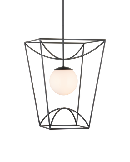 28 in. Rochefort Metal and Glass Black Lantern