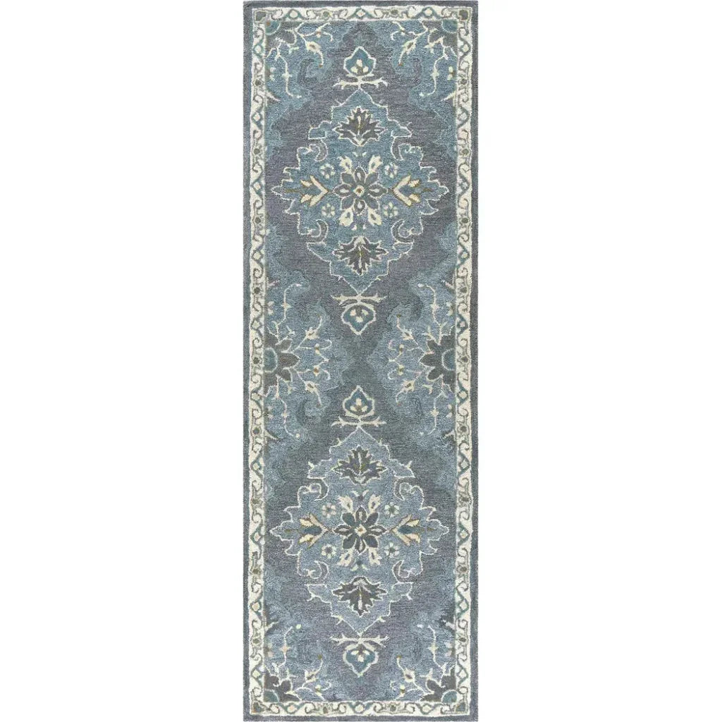 Awat Central Medallion Dark Gray Large Area Rugs - LOOMLAN - LOOMLAN - Area Rugs