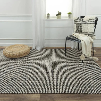 Buza Geometric Black Living Room Rug -- black