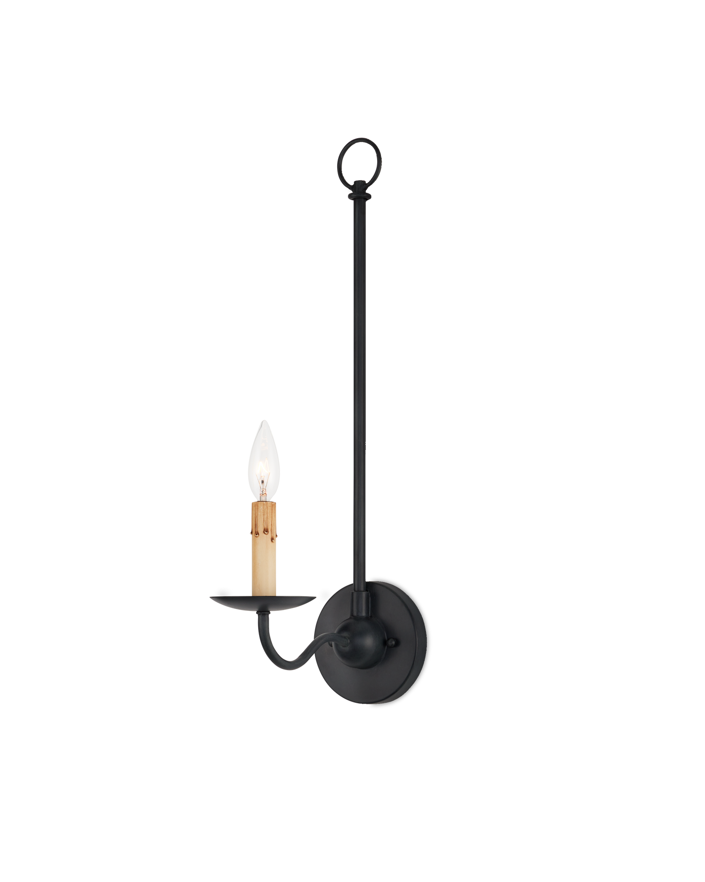 Saxon Single-Light Iron Black Wall Sconce