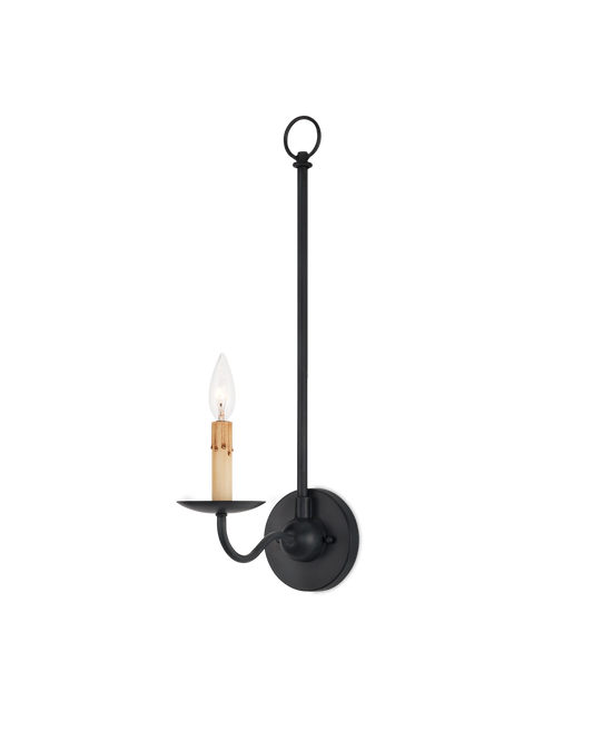 Saxon Single-Light Iron Black Wall Sconce