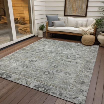 Laeel Gray Washable Indoor-Outdoor Rug