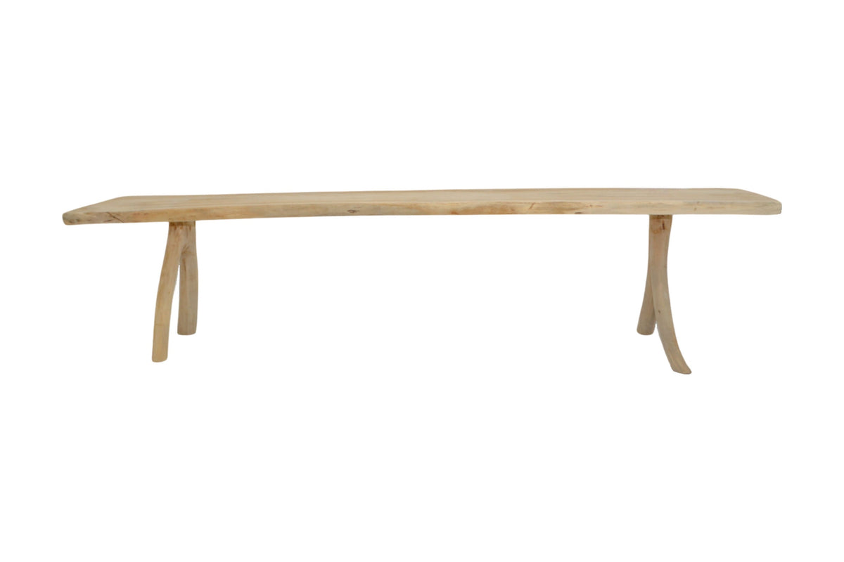 Log Natural Solid Teak Outdoor Bench -- Natural