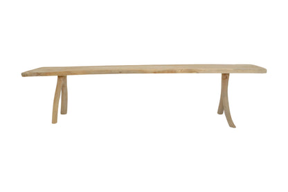 Log Natural Solid Teak Outdoor Bench -- Natural