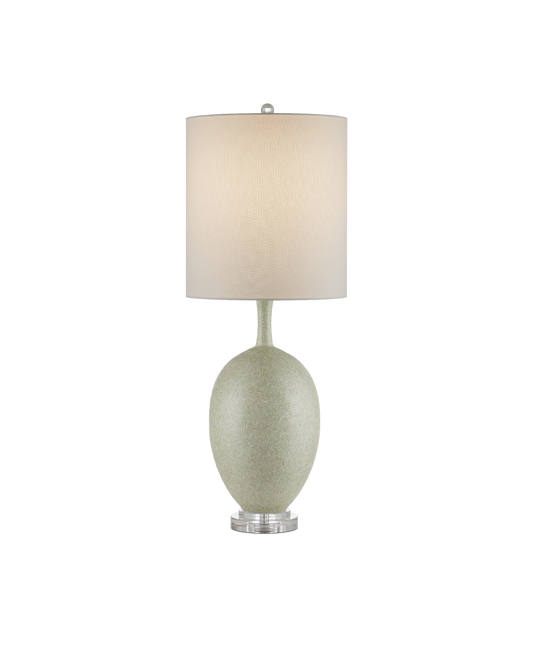 Verdure Porcelain and Optic Crystal Green Table Lamp