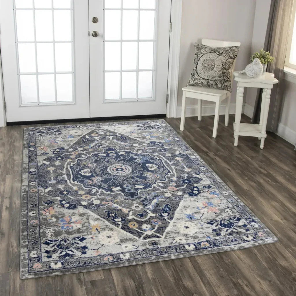 Dant Medallion Gray Kitchen Hallway Runner Rug -- gray