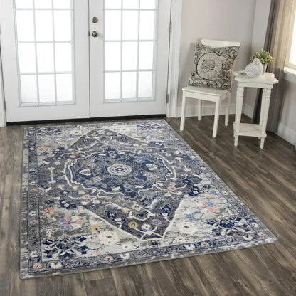 Dant Medallion Gray Kitchen Hallway Runner Rug -- gray