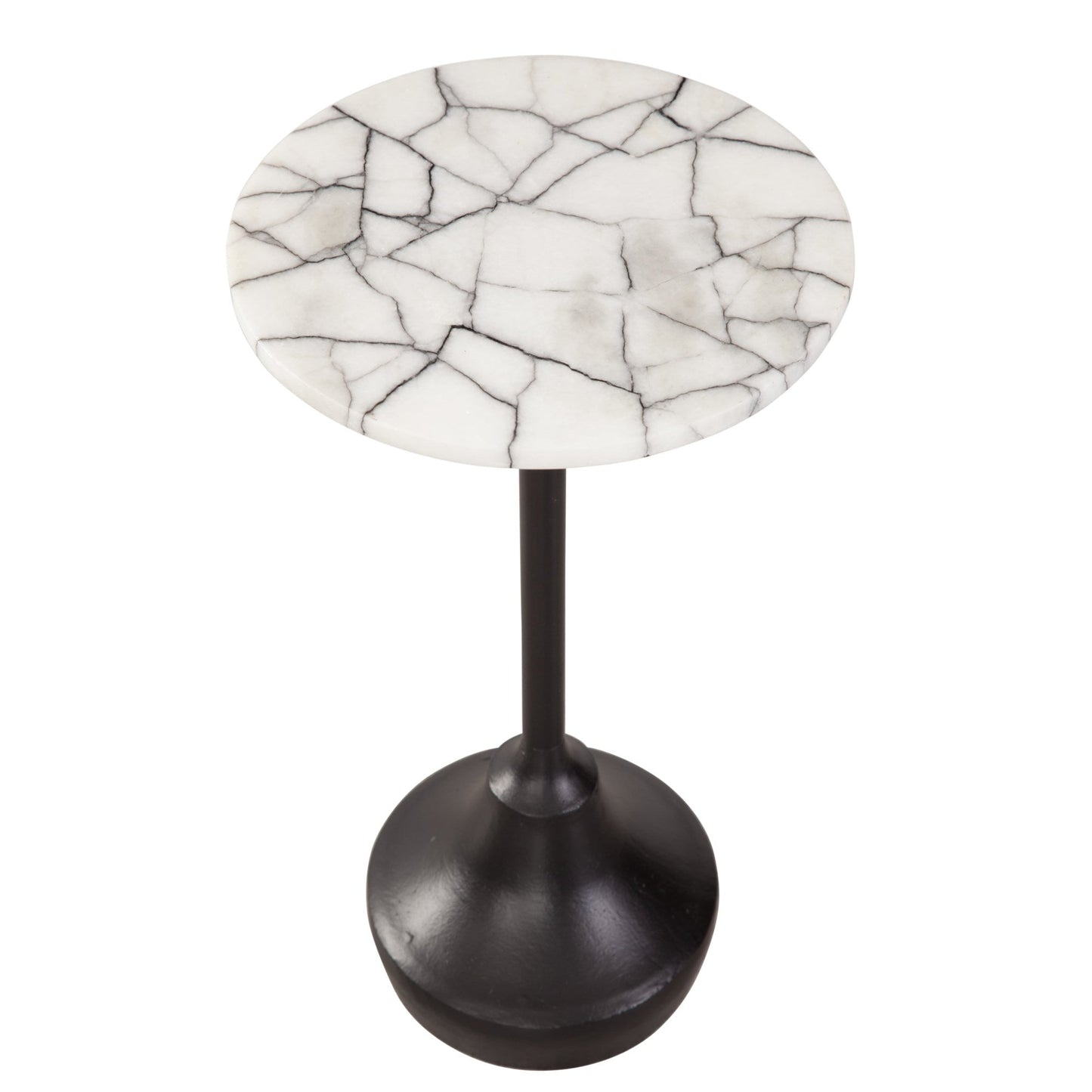 Talley Iron and Marble White Round Accent Table