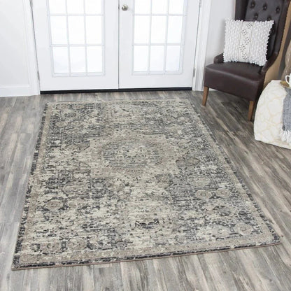 Dach Central Medallion Gray Kitchen Hallway Runner Rug -- gray