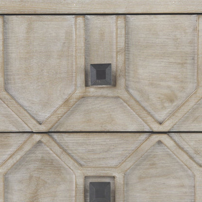 Genevieve I 39"W Light Brown Fir Veneer 3-Drawer Accent Cabi -- White/Light Brown