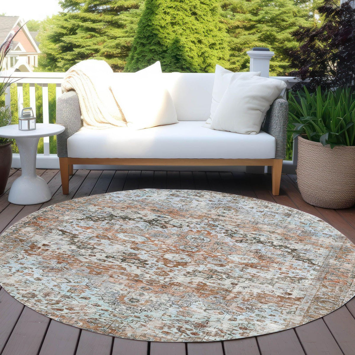 Jaelien Orange Washable Indoor-Outdoor Rug