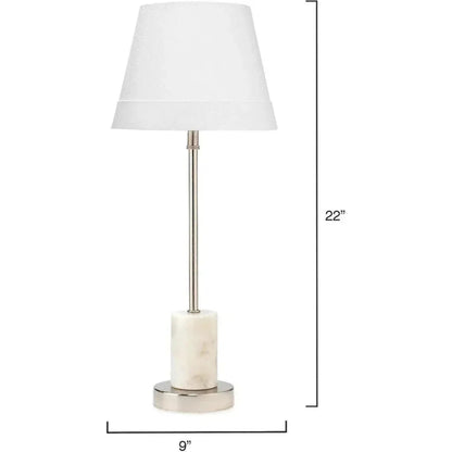 White Nickel Marble Iron Darcey Table Lamp -- view 4