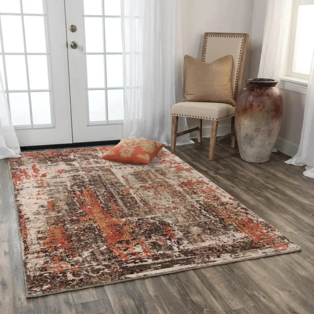 Dewy Abstract Brown Large Area Rugs For Living Room -- brown