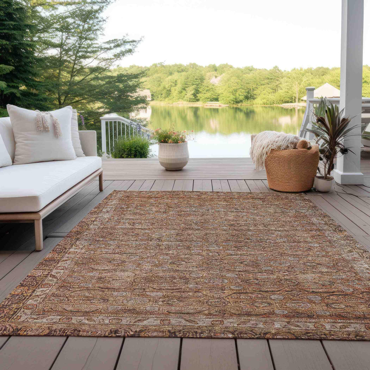 Kaelara Copper Washable Indoor-Outdoor Rug