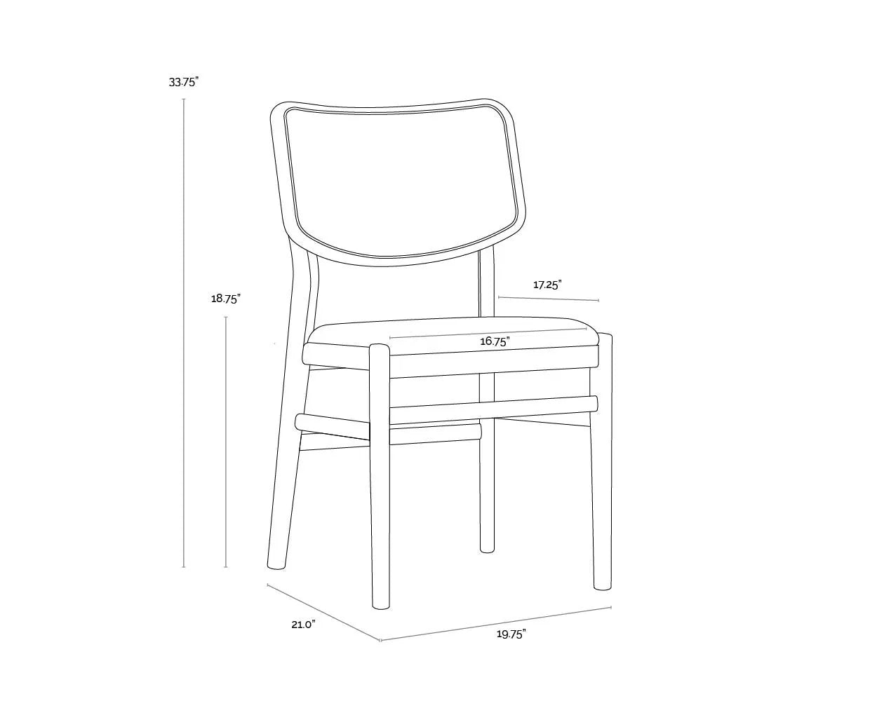 SUNPAN Annex Fabric Armless Dining Chair 2PC