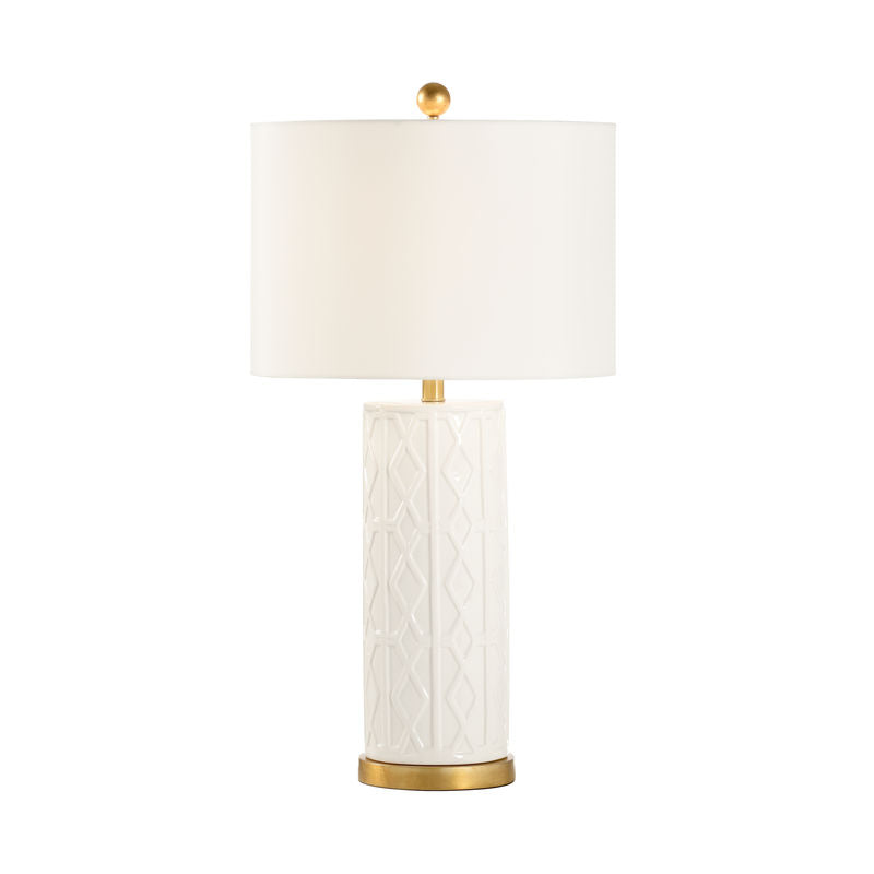 Chelsea House Andreu White Ceramic Raised Design Table Lamp