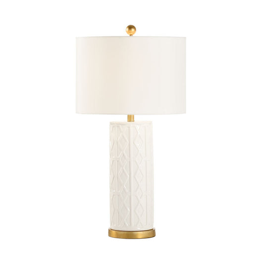 Chelsea House Andreu White Ceramic Raised Design Table Lamp