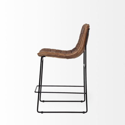 Meritt 37"H Brown Leather High-Back Bar Stool -- Brown