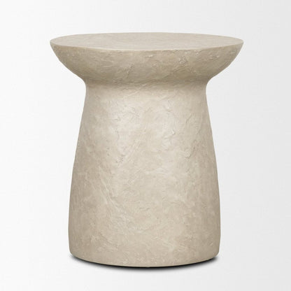 Mesa Round Stone Finish Pillar Accent Table -- Cream