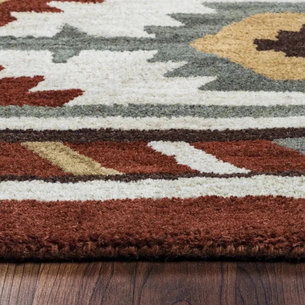 Daus Rust Round Area Rugs For Dining Room - LOOMLAN - LOOMLAN - Area Rugs