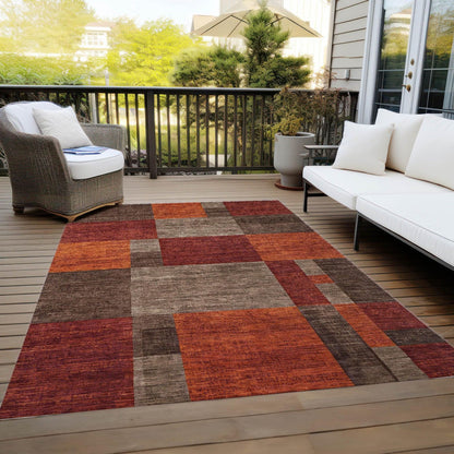 Iriyn Brown Washable Indoor-Outdoor Rug