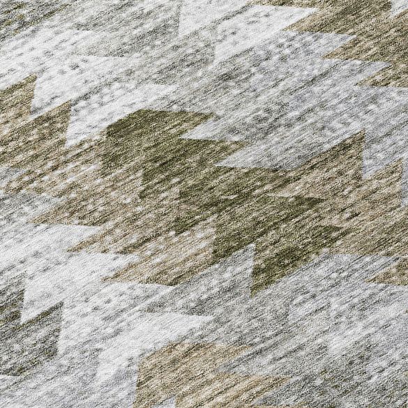 Angled Checks Brown Washable Indoor-Outdoor Rug