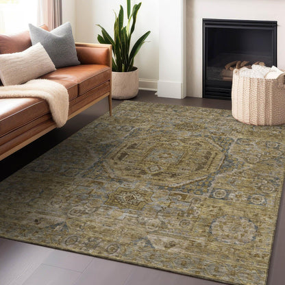 Iriir Brown Washable Indoor-Outdoor Rug -- brown
