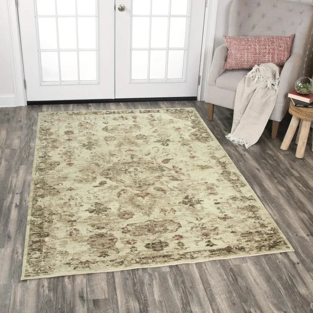 Bacs Medallion Beige Large Area Rugs For Living Room -- beige