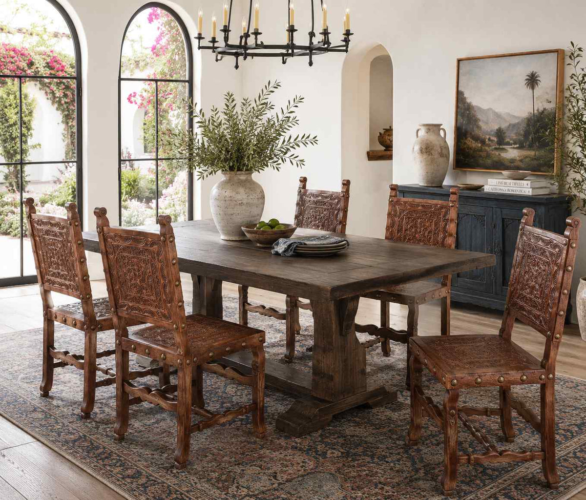 Prado Tooled Leather Dining Chair - view 2