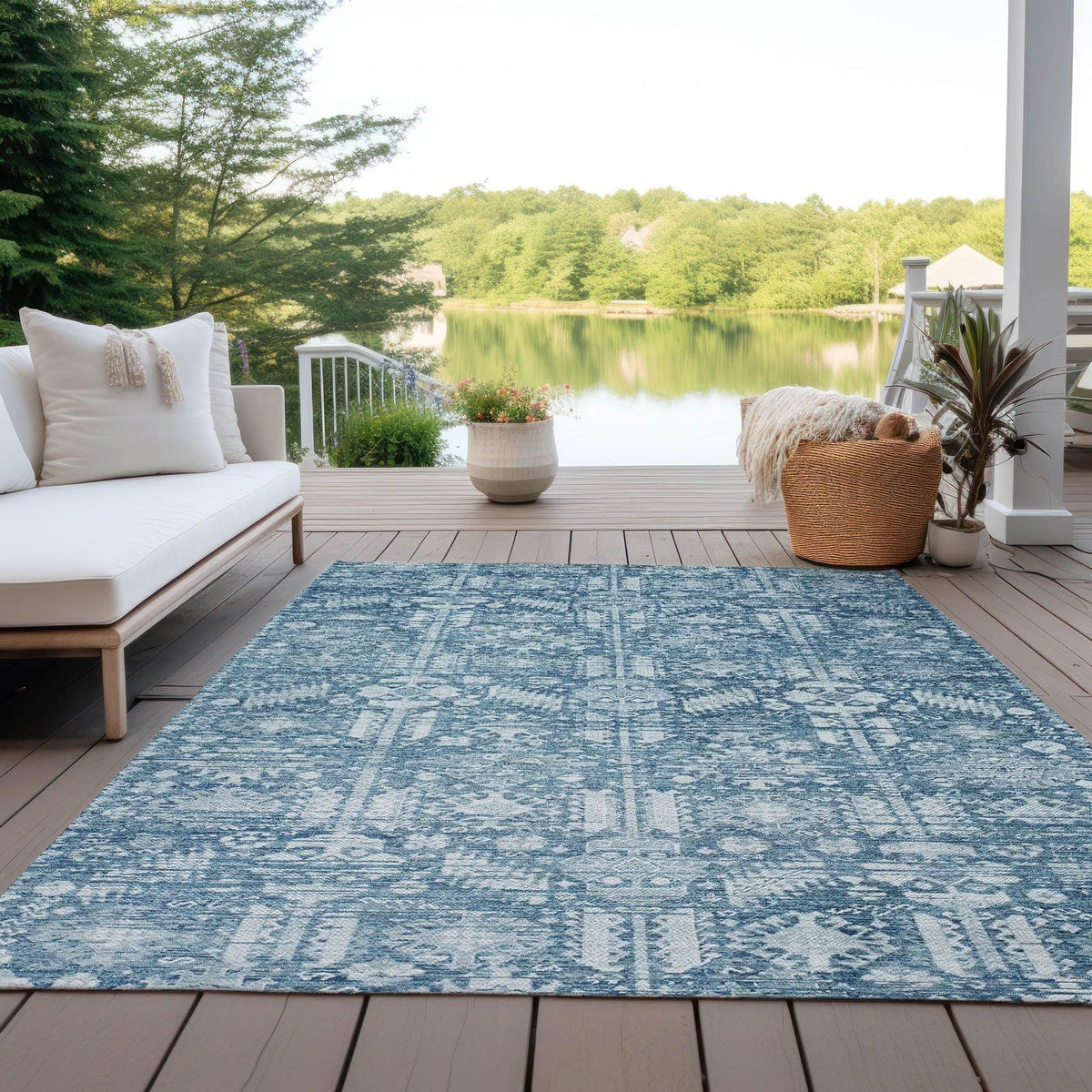 Laearis Denim Washable Indoor-Outdoor Rug