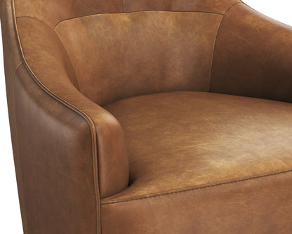 Carmine Swivel Lounge Chair In Cognac Leather