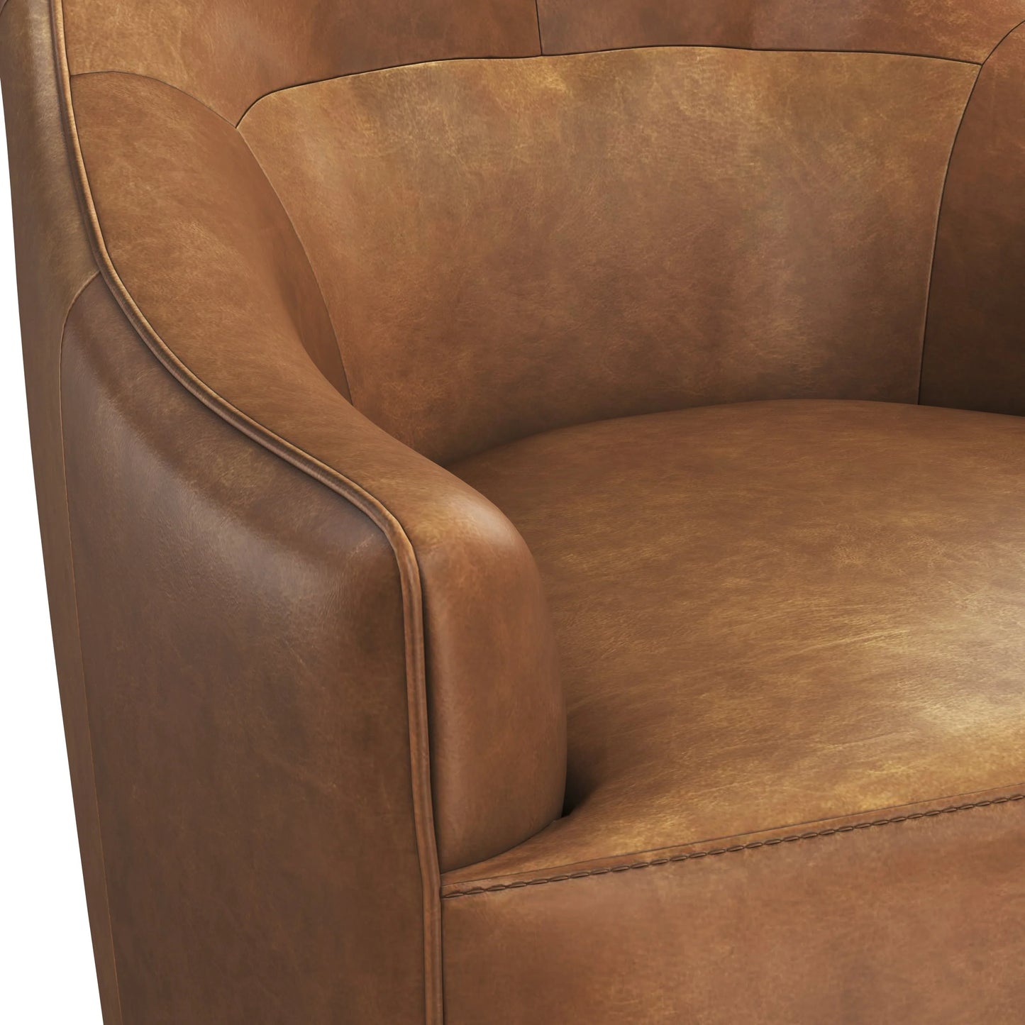 Carmine Swivel Lounge Chair In Cognac Leather